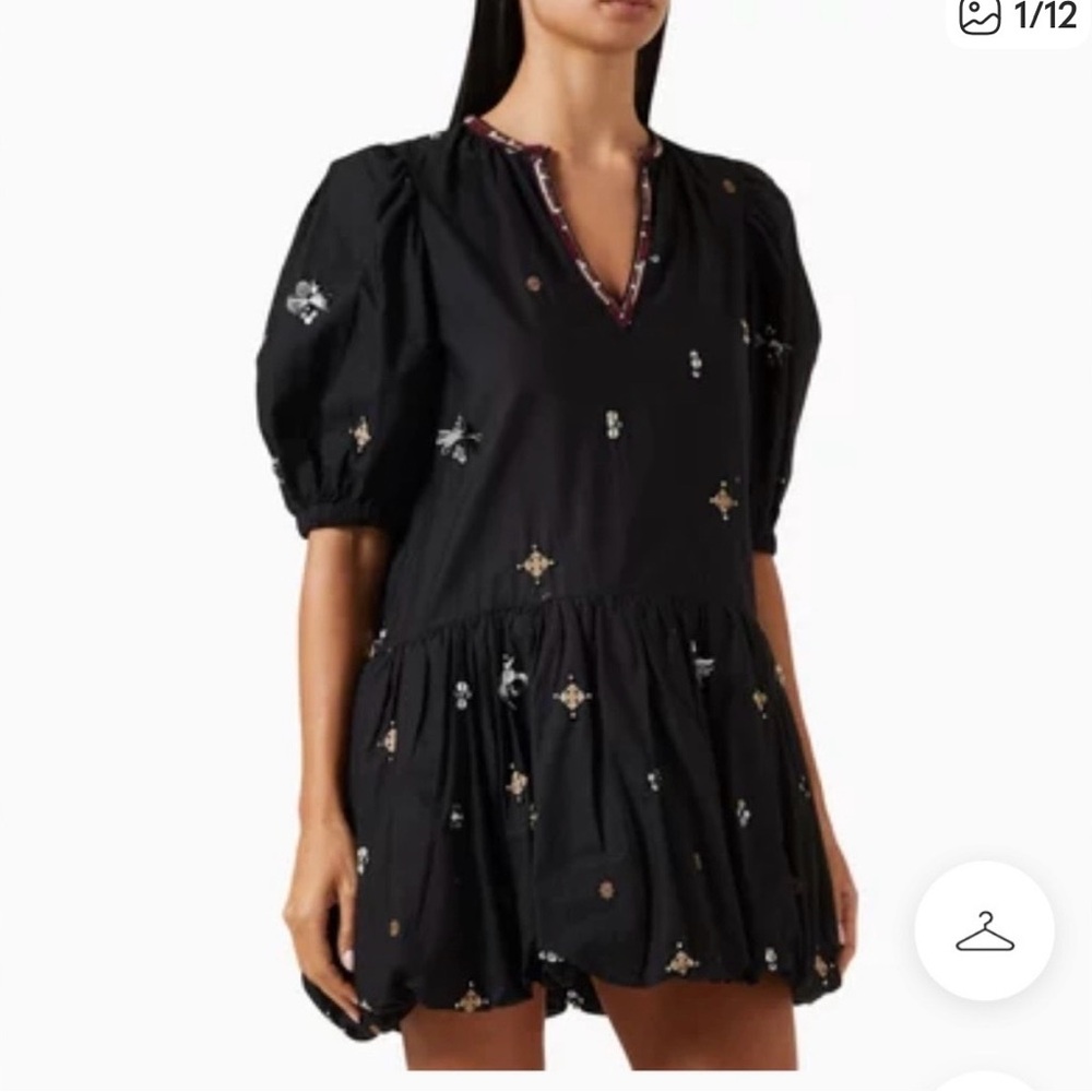 Sea New York Black Mini Dress with Embroidery